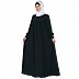 Casual cuff sleeves pleated abaya- Bottle Green